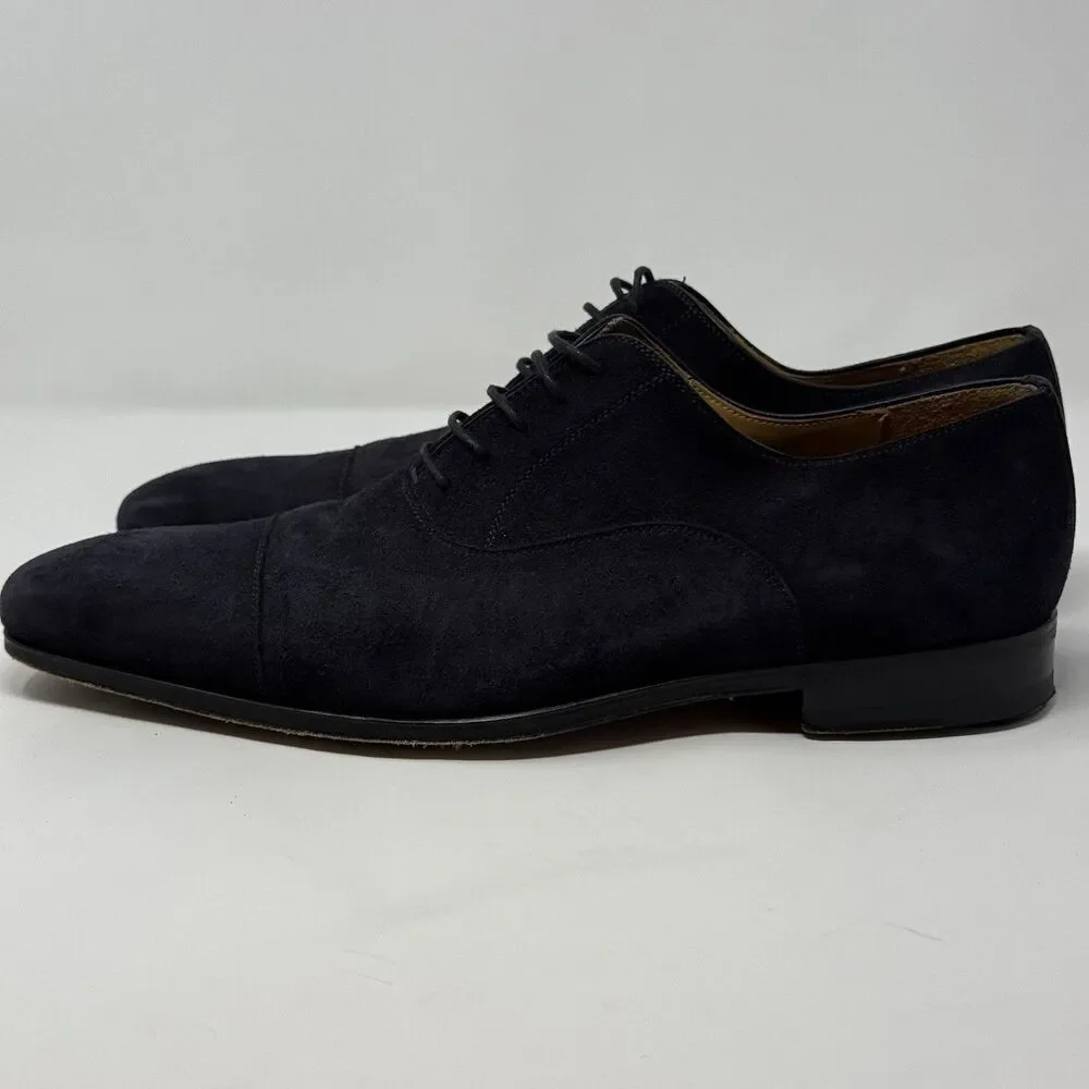 Blue Sole Vero Cuoio Oxford Shoes Men's Blue Suede 10.5M Wingtip Made in Spain